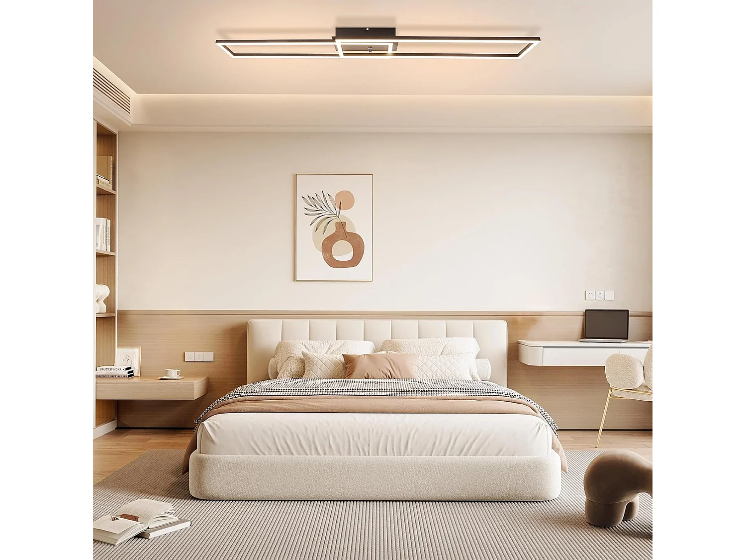 ZMH Plafonnier LED  à 2 cadres design moderne 32W 3 000K  idéal pour un salon ou une chambre à coucher