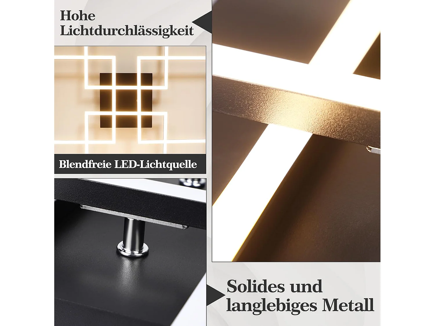 ZMH Plafonnier LED Dimmable Noir 48W Design Moderne avec Télécommande Pour Salon Chambre Cuisine