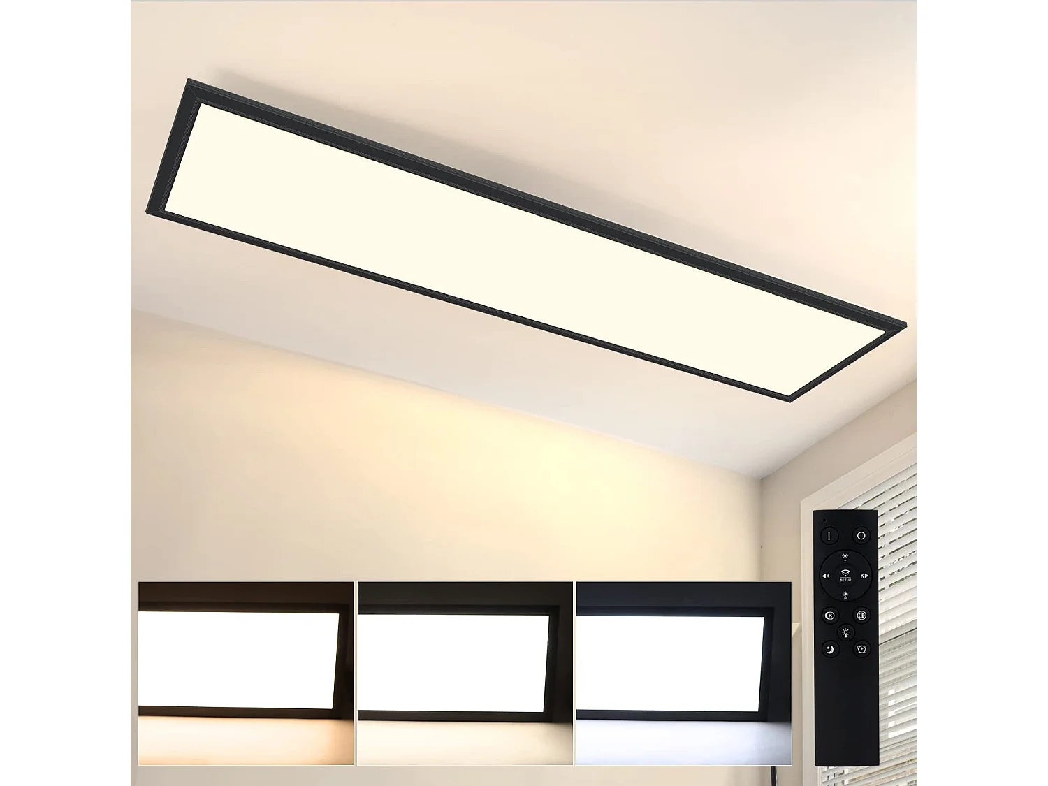 ZMH Plafonnier LED  120 cm à intensité variable avec télécommande