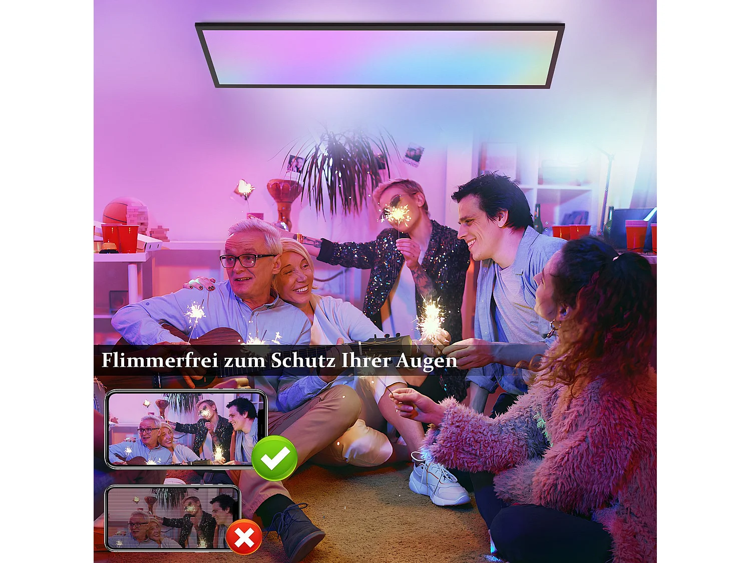 ZMH Plafonnier LED 39W Pour Salon Panneau De Plafond à Intensité Variable Changement De Couleur Rgb