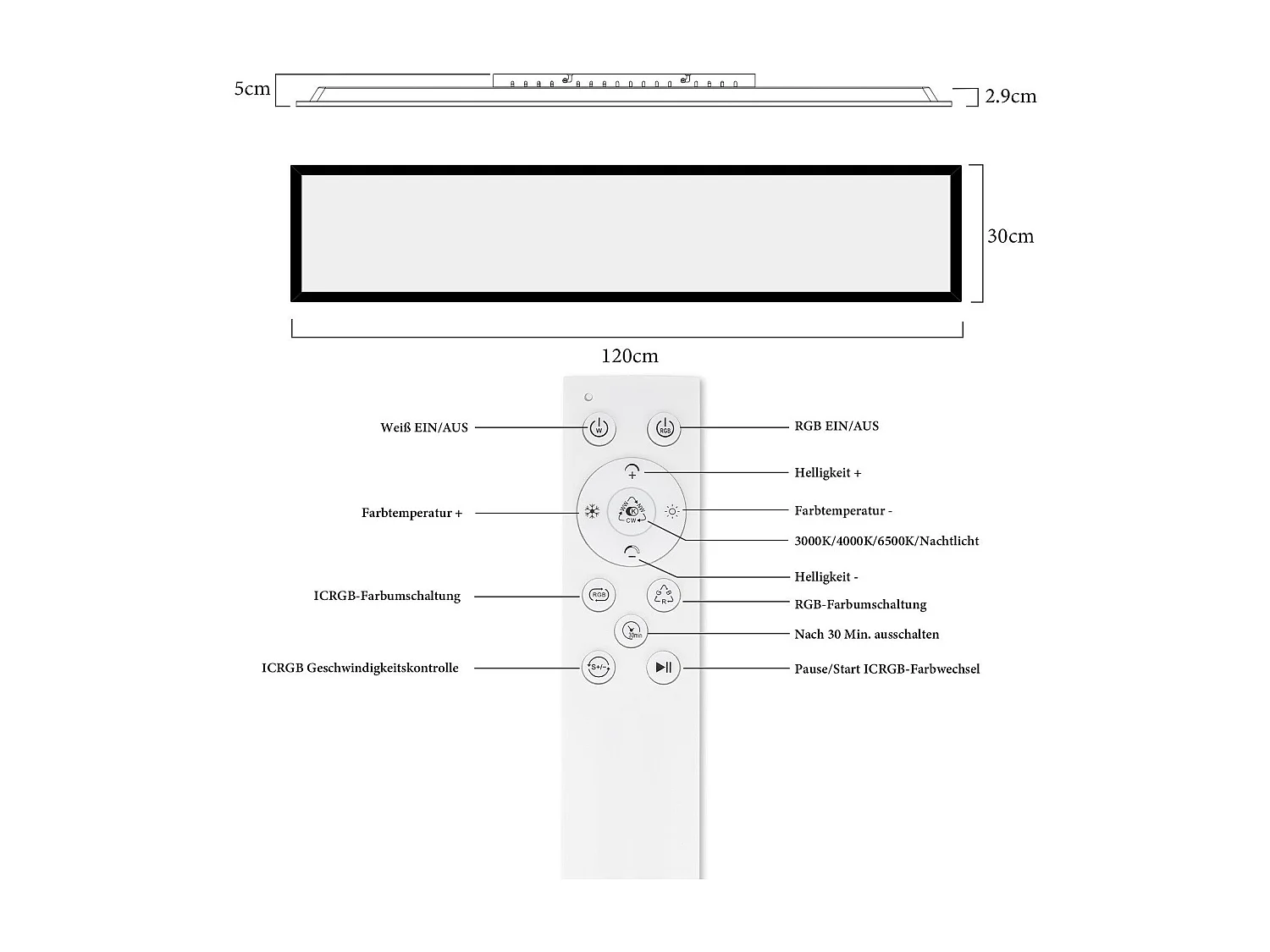 ZMH Plafonnier LED 39W Pour Salon Panneau De Plafond à Intensité Variable Changement De Couleur Rgb