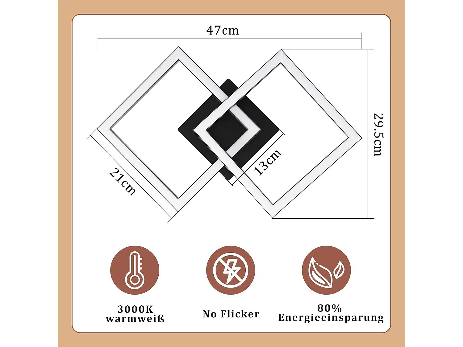 ZMH Plafonnier LED Moderne 24W Blanc Chaud pour Cuisine et Intérieur