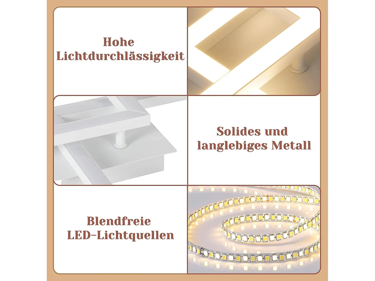 ZMH Plafonnier LED Moderne 24W Blanc Chaud pour Cuisine et Intérieur