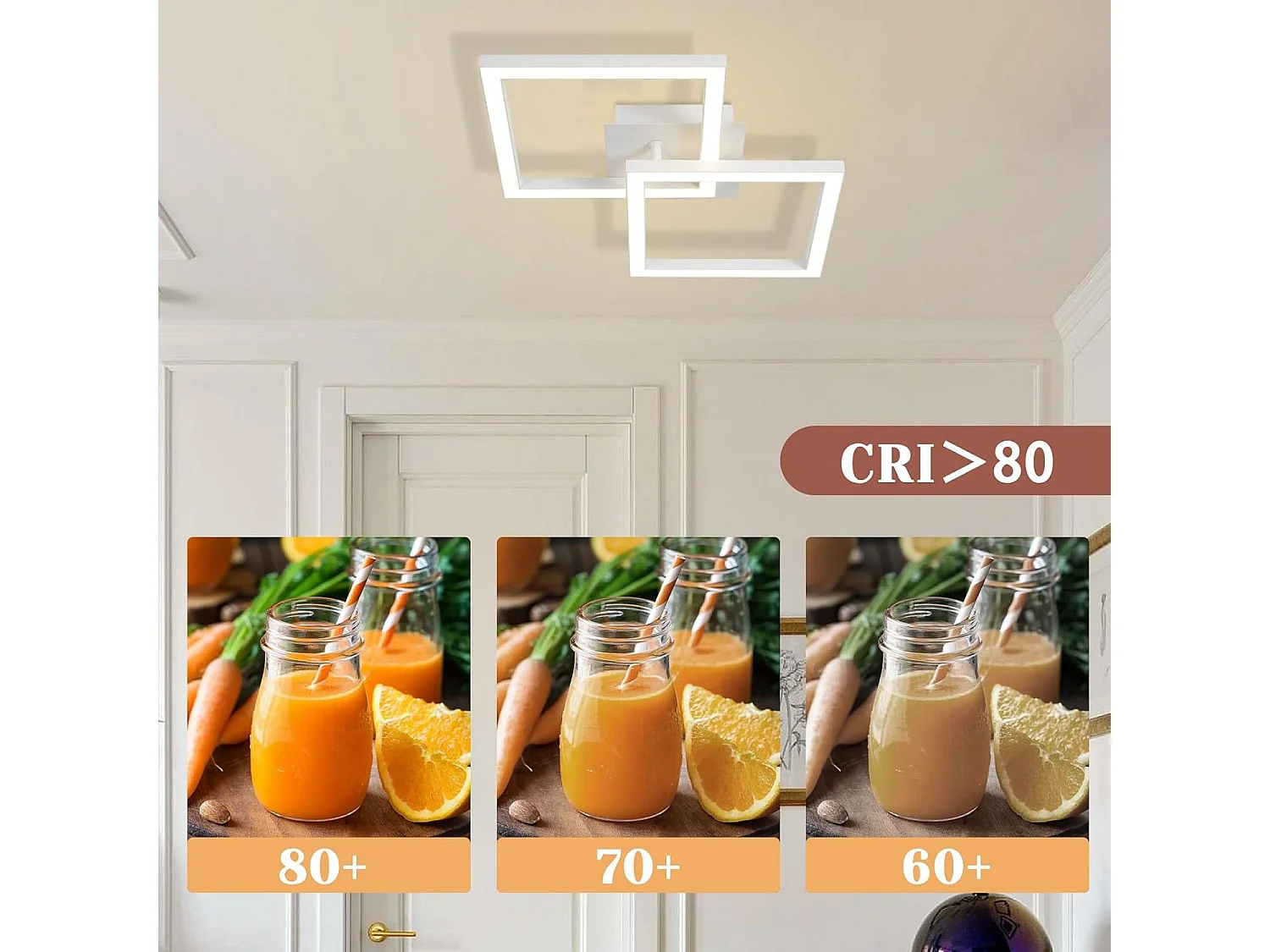 ZMH Plafonnier LED Moderne 24W Blanc Chaud pour Cuisine et Intérieur