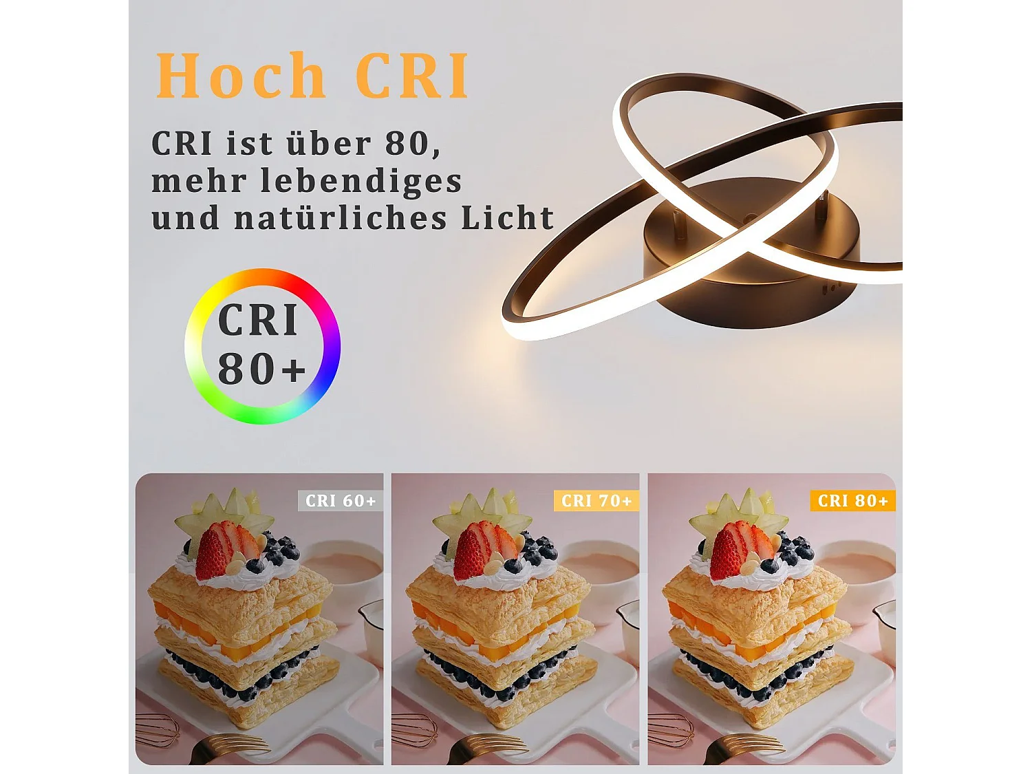 ZMH Plafonnier LED Design Noir 40CM avec Intensité Variable