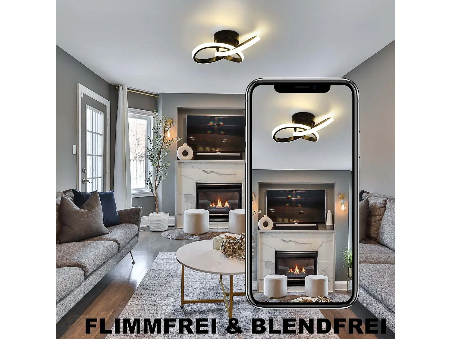 ZMH Plafonniers LED pour salon 3 panneaux entrelacés 25/40 cm moderne pour chambre à coucher couloir