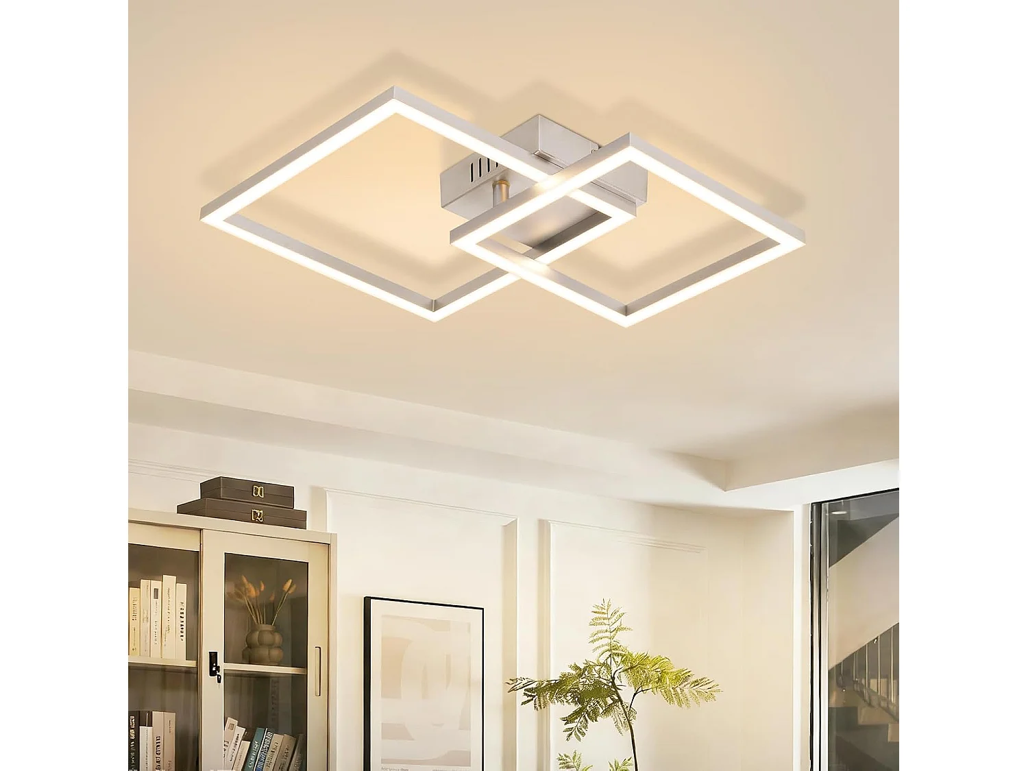 ZMH Plafonnier LED argenté 20W 3000K plafonnier salon moderne lampe de chambre pour couloir bureau