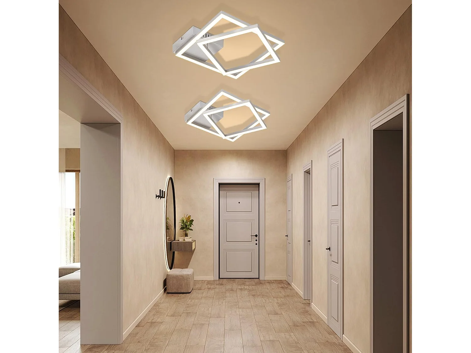 ZMH Plafonnier LED argenté 20W 3000K plafonnier salon moderne lampe de chambre pour couloir bureau
