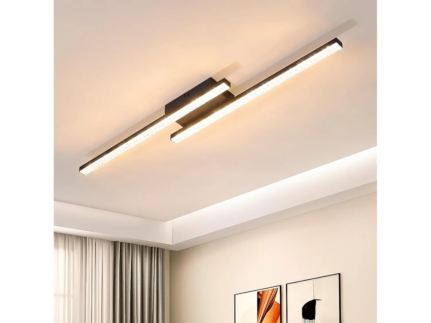 ZMH Plafonnier LED Noir 12 W Lampe Moderne en Métal Cristal Lumière Chaude 3000 K pour Chambre Couloir Cuisine Bureau Salon