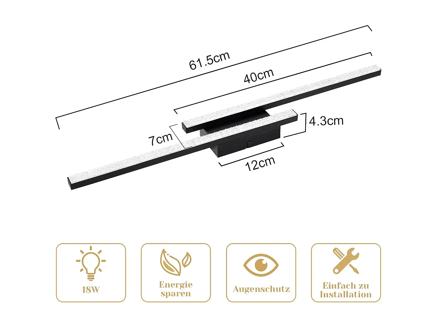 ZMH Plafonnier LED Noir 12 W Lampe Moderne en Métal Cristal Lumière Chaude 3000 K pour Chambre Couloir Cuisine Bureau Salon