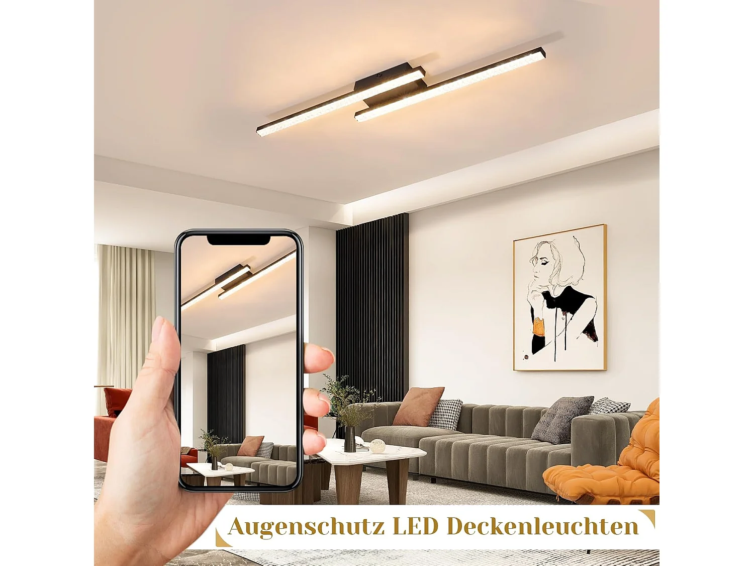 ZMH Plafonnier LED Noir 12 W Lampe Moderne en Métal Cristal Lumière Chaude 3000 K pour Chambre Couloir Cuisine Bureau Salon