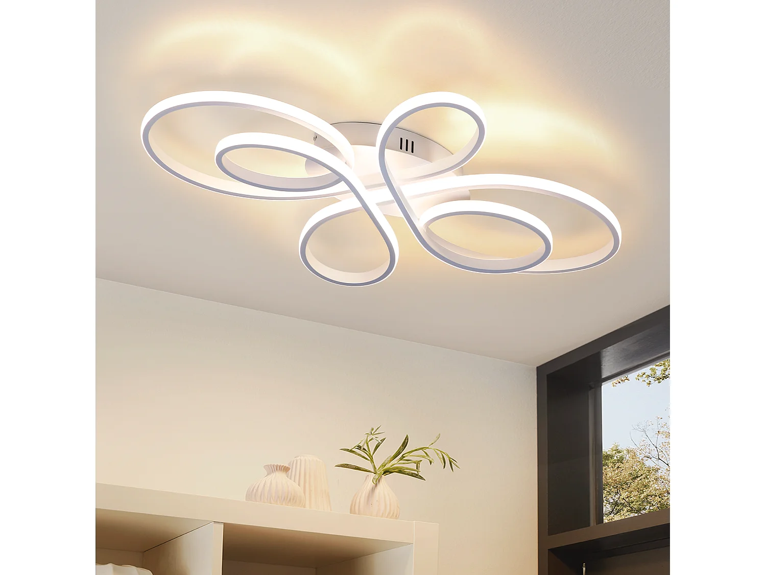 ZMH Plafonnier LED design moderne Ø40cm Blanc 30W Lumière chaude (3000K)