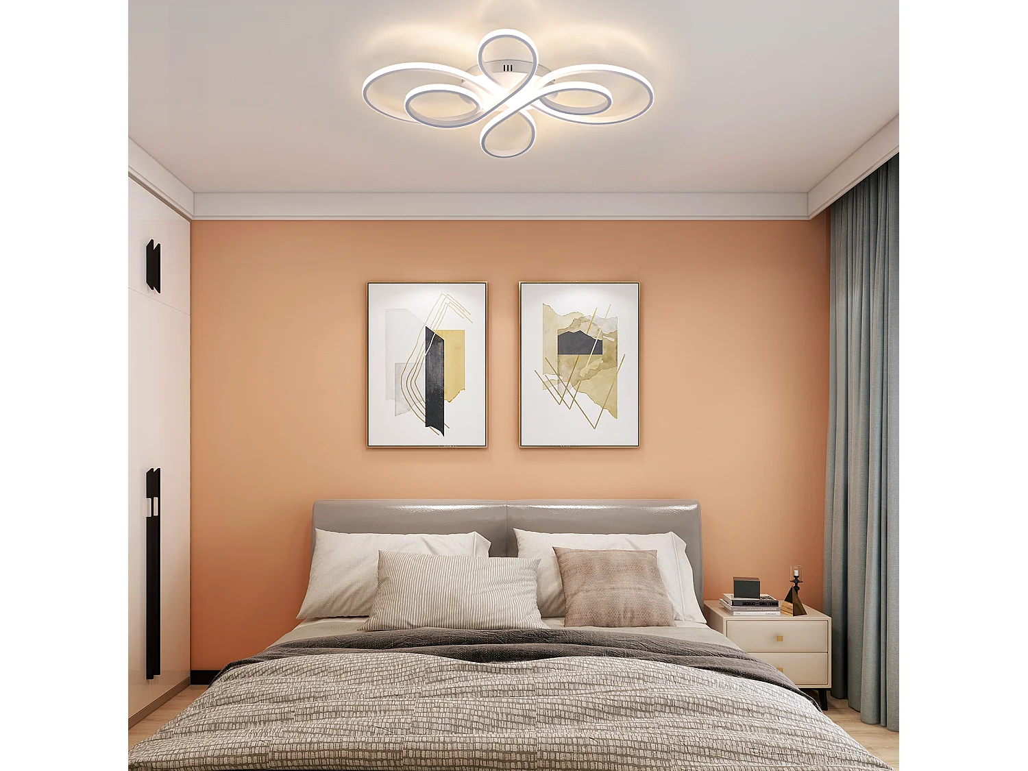 ZMH Plafonnier LED design moderne Ø40cm Blanc 30W Lumière chaude (3000K)