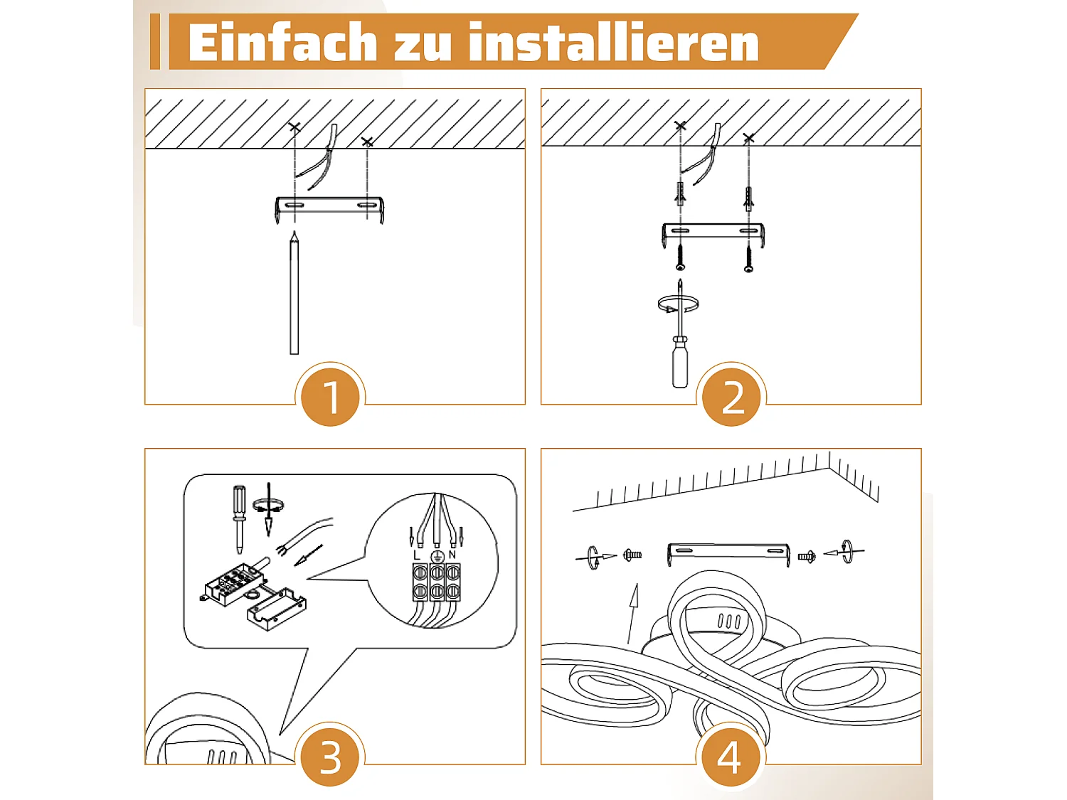 ZMH Plafonnier LED design moderne Ø40cm Blanc 30W Lumière chaude (3000K)