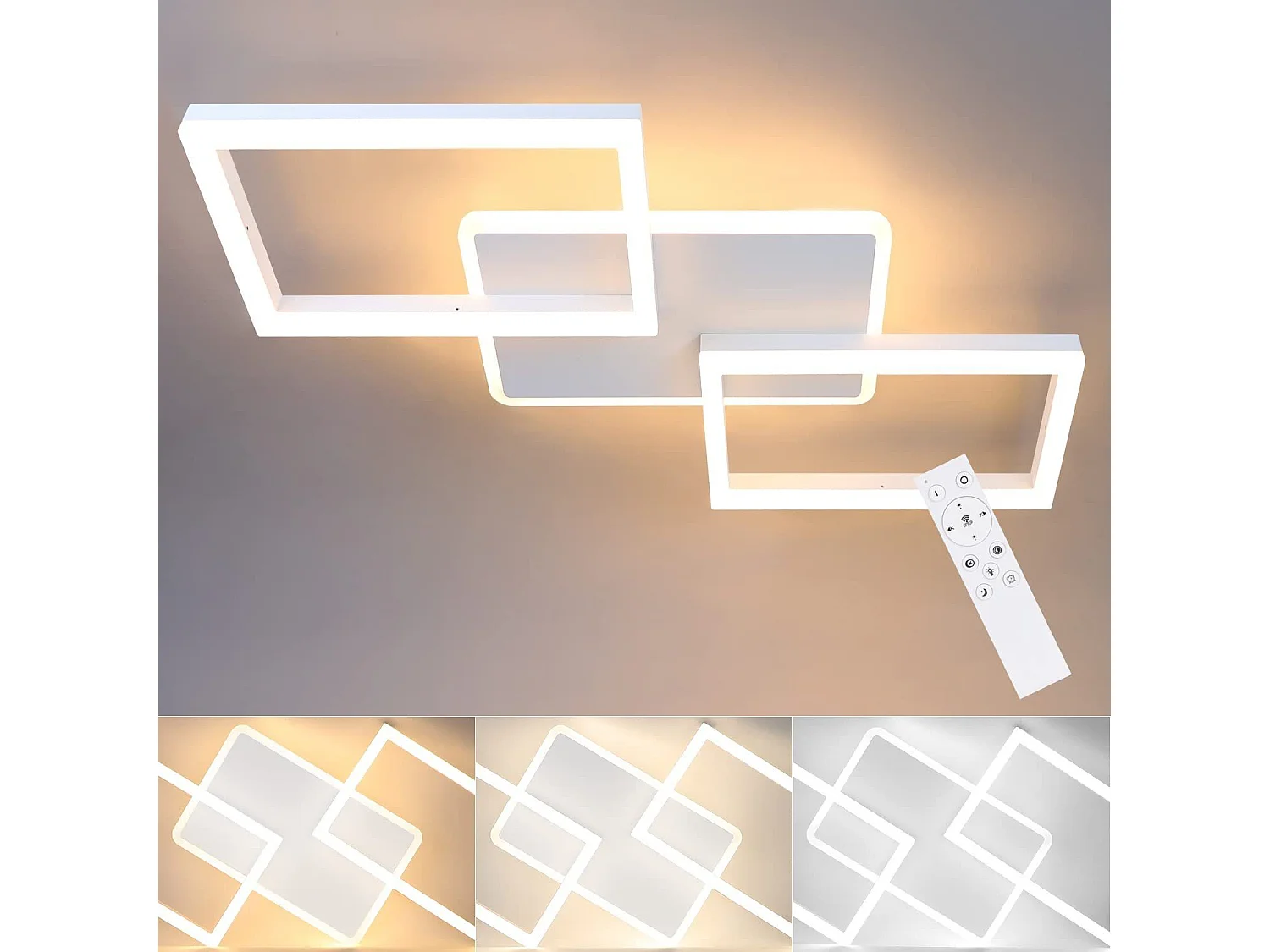 ZMH Plafonnier Cadre Rhombus 48W Chambre Dimmable