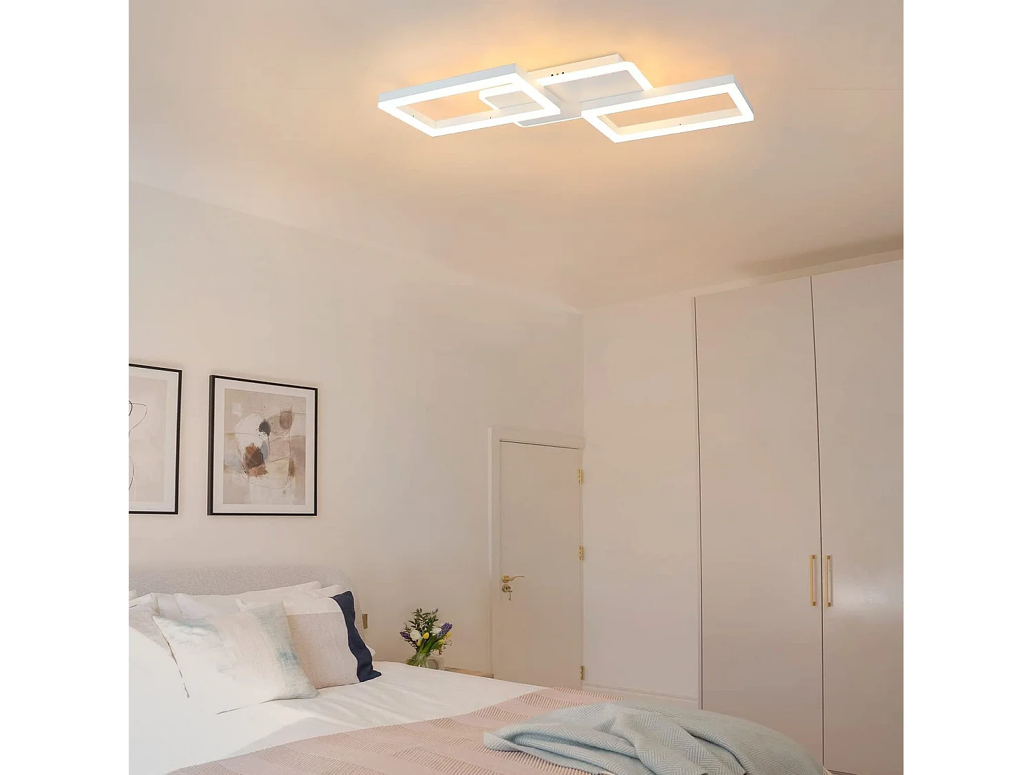 ZMH Plafonnier Cadre Rhombus 48W Chambre Dimmable