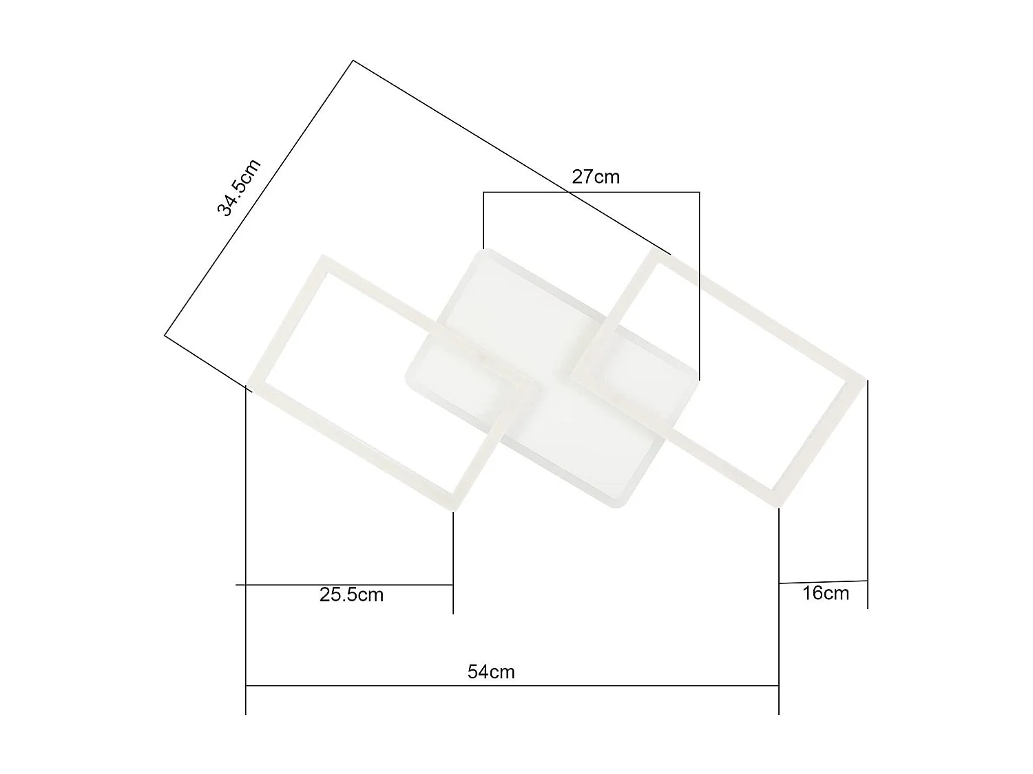 ZMH Plafonnier Cadre Rhombus 48W Chambre Dimmable