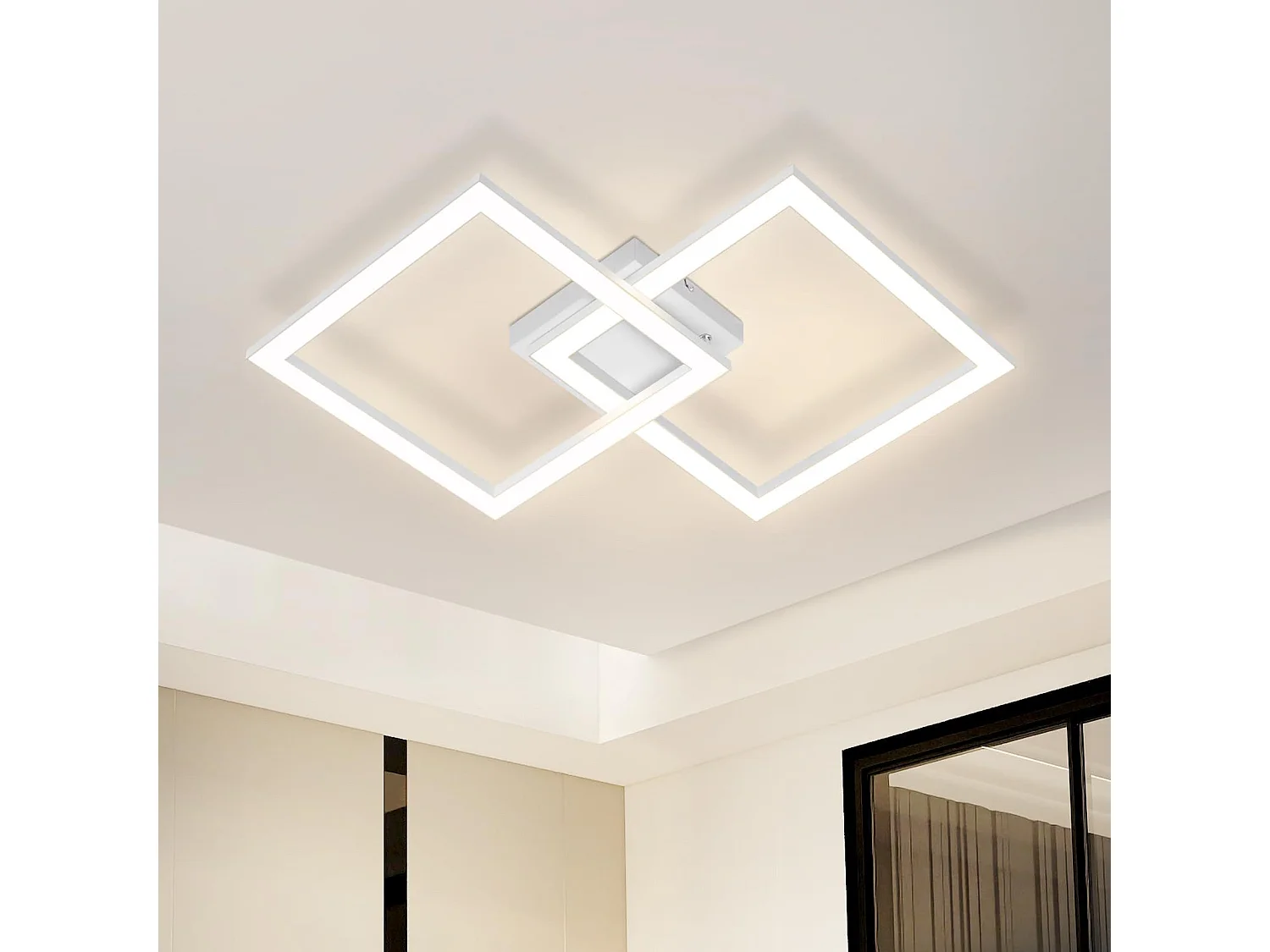 ZMH Plafonnier LED Moderne Carré Noir pour Salon et Cuisine 3000K