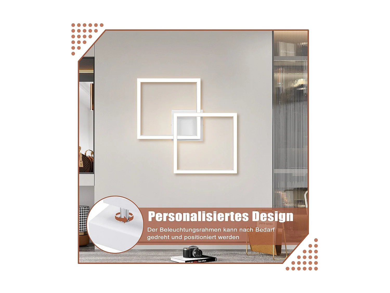 ZMH Plafonnier LED Moderne Carré Noir pour Salon et Cuisine 3000K