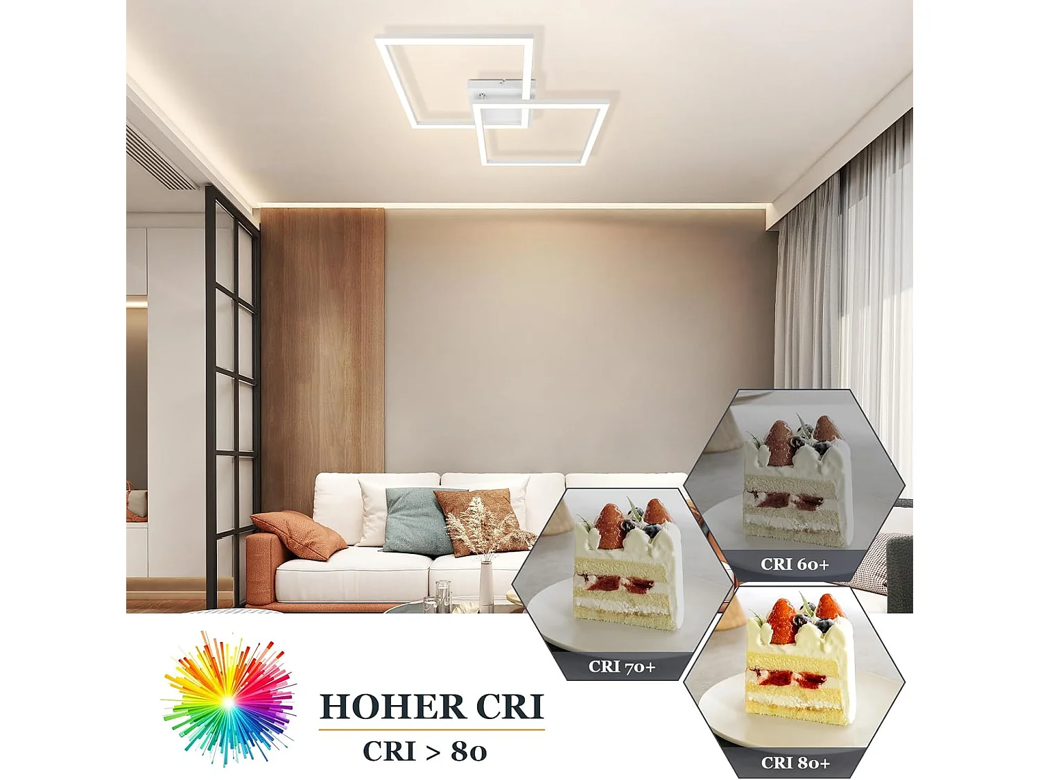 ZMH Plafonnier LED Moderne Carré Noir pour Salon et Cuisine 3000K