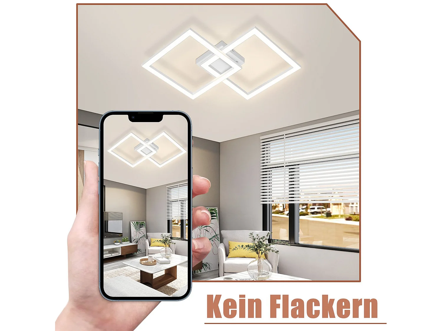 ZMH Plafonnier LED Moderne Carré Noir pour Salon et Cuisine 3000K