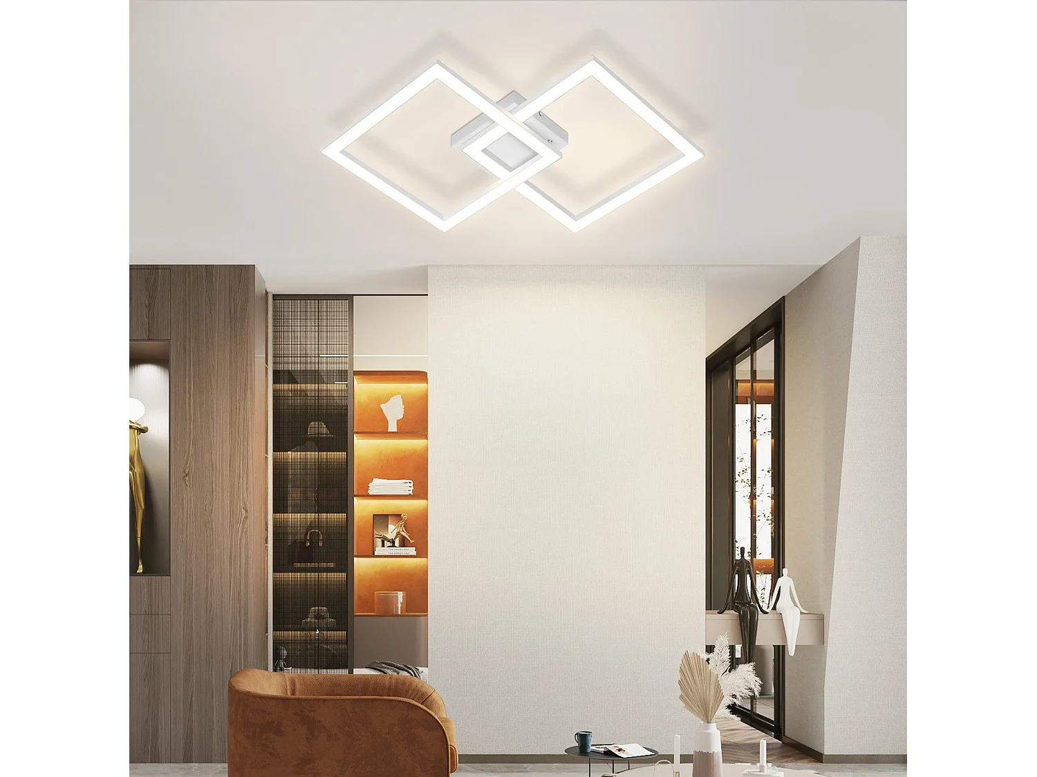 ZMH Plafonnier LED Moderne Carré Noir pour Salon et Cuisine 3000K