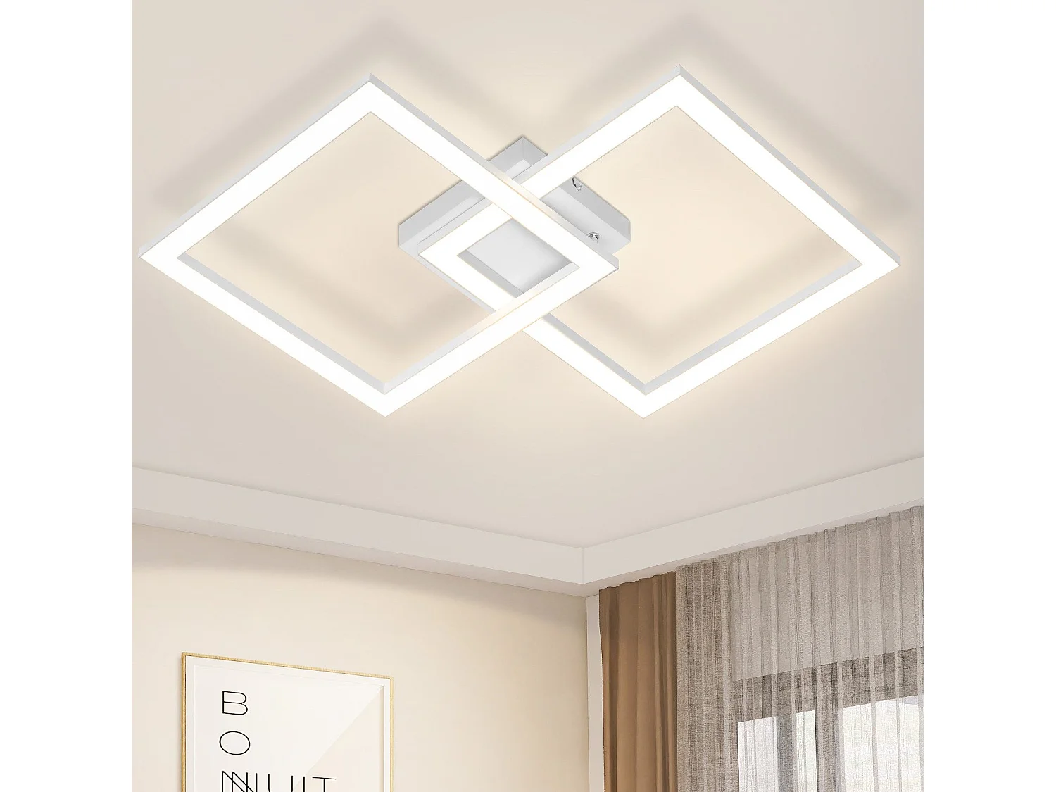 ZMH Plafonnier LED Moderne Carré Noir pour Salon et Cuisine 3000K