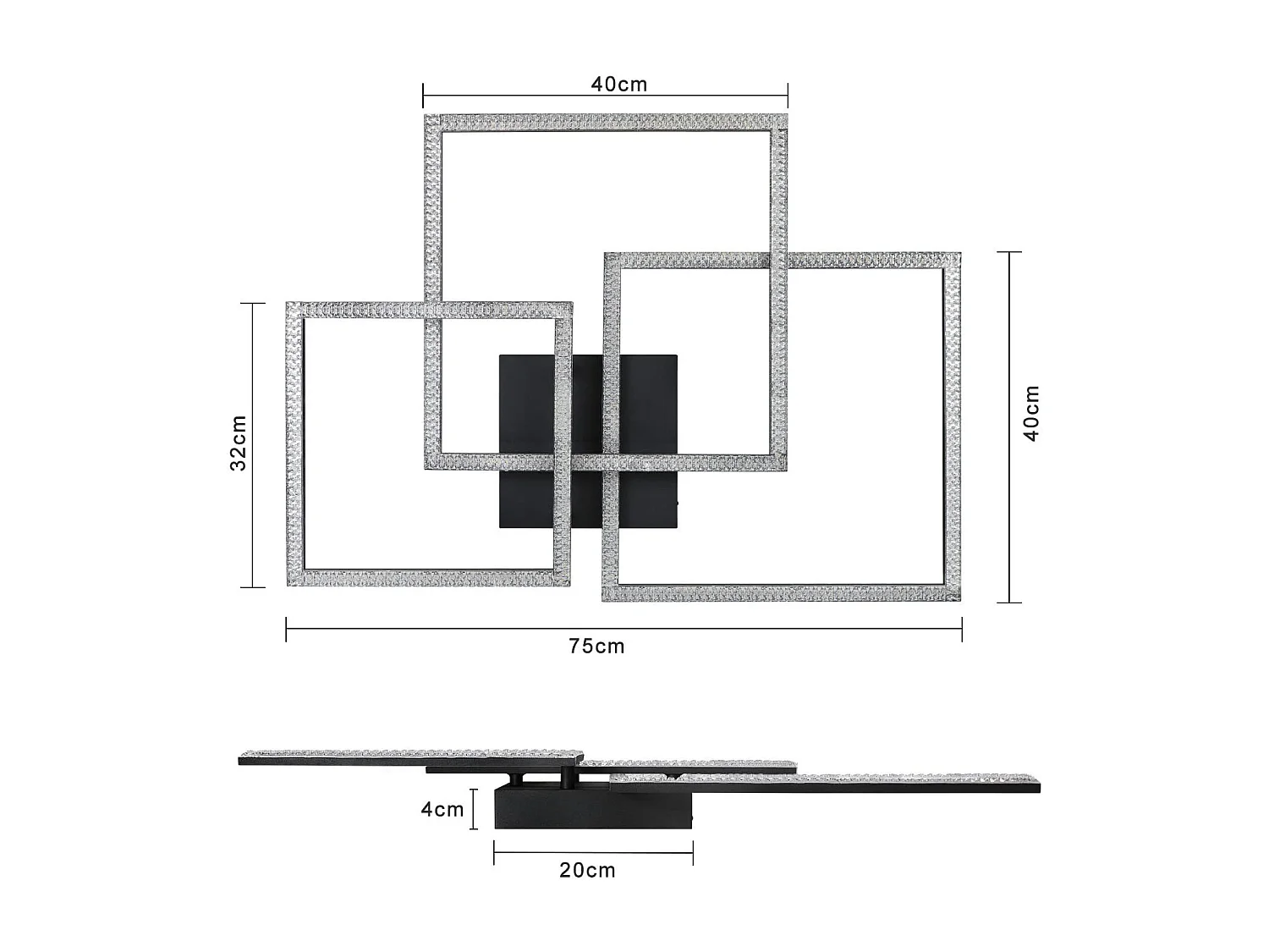 ZMH Plafonnier LED Glamour en Cristal Noir Design Modulaire 82W pour Intérieur