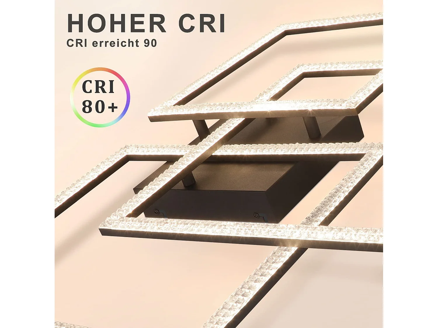 ZMH Plafonnier LED Glamour en Cristal Noir Design Modulaire 82W pour Intérieur