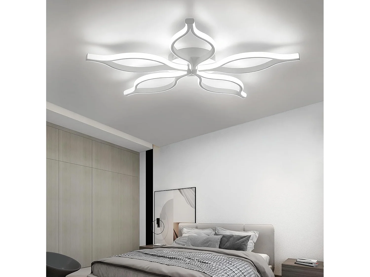 ZMH Plafonnier LED blanc 80cm 75W plafonnier salon moderne avec télécommande et intensité pour chambre à coucher