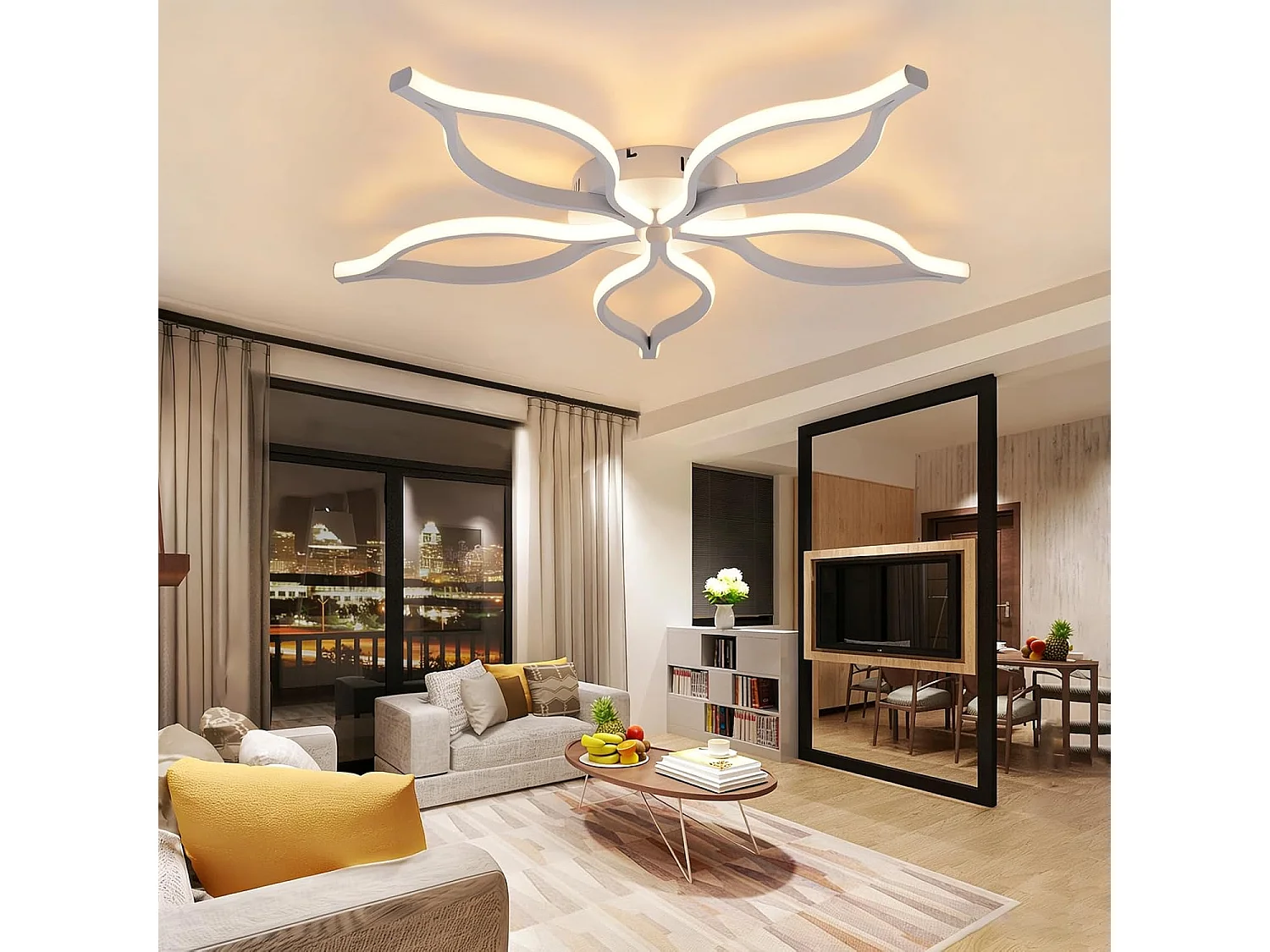 ZMH Plafonnier LED blanc 80cm 75W plafonnier salon moderne avec télécommande et intensité pour chambre à coucher