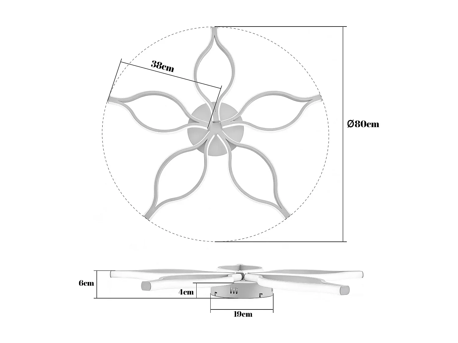 ZMH Plafonnier LED blanc 80cm 75W plafonnier salon moderne avec télécommande et intensité pour chambre à coucher