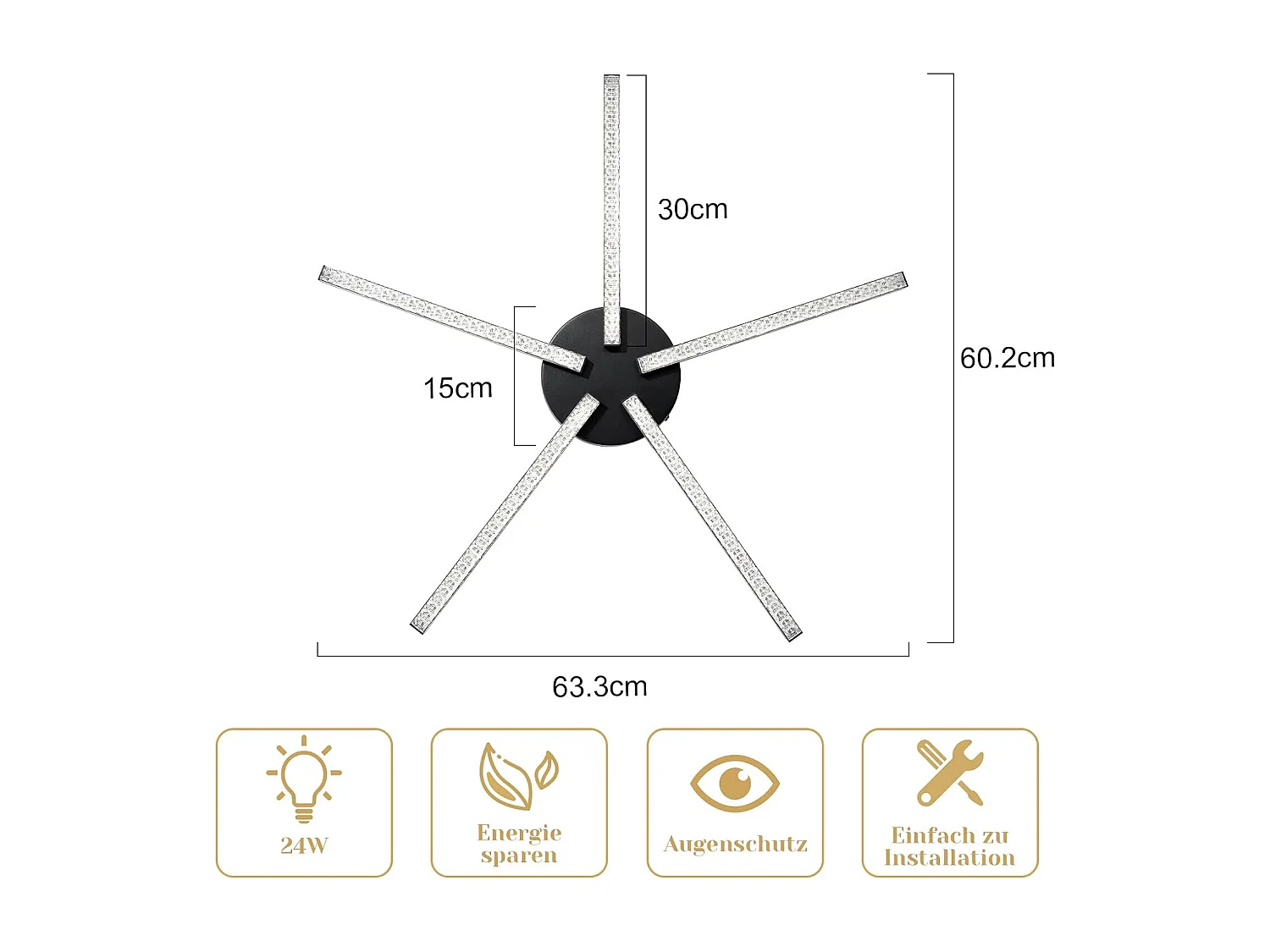 ZMH Plafonnier LED 24W Noir 3000K Moderne Métal Cristal pour Salon Hall d'entrée Cuisine