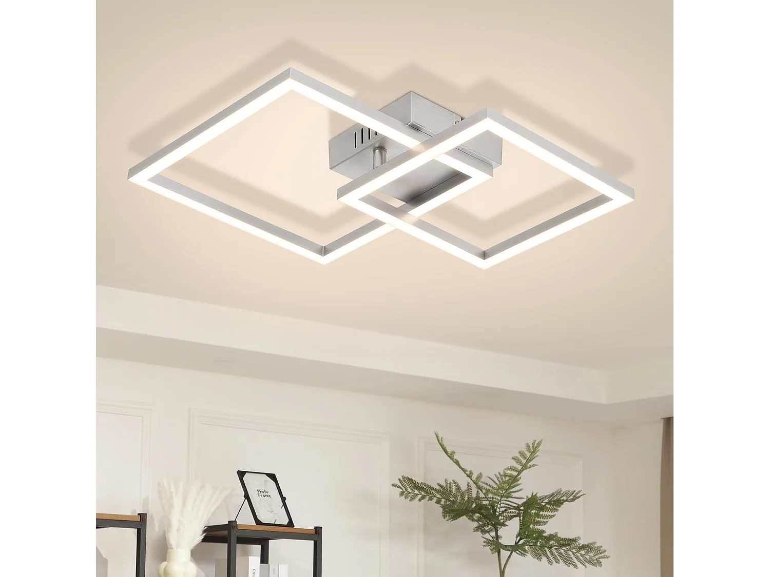 ZMH Plafonnier LED argenté 20W 4000K plafonnier salon carrée moderne lampe de chambre pour couloir bureau
