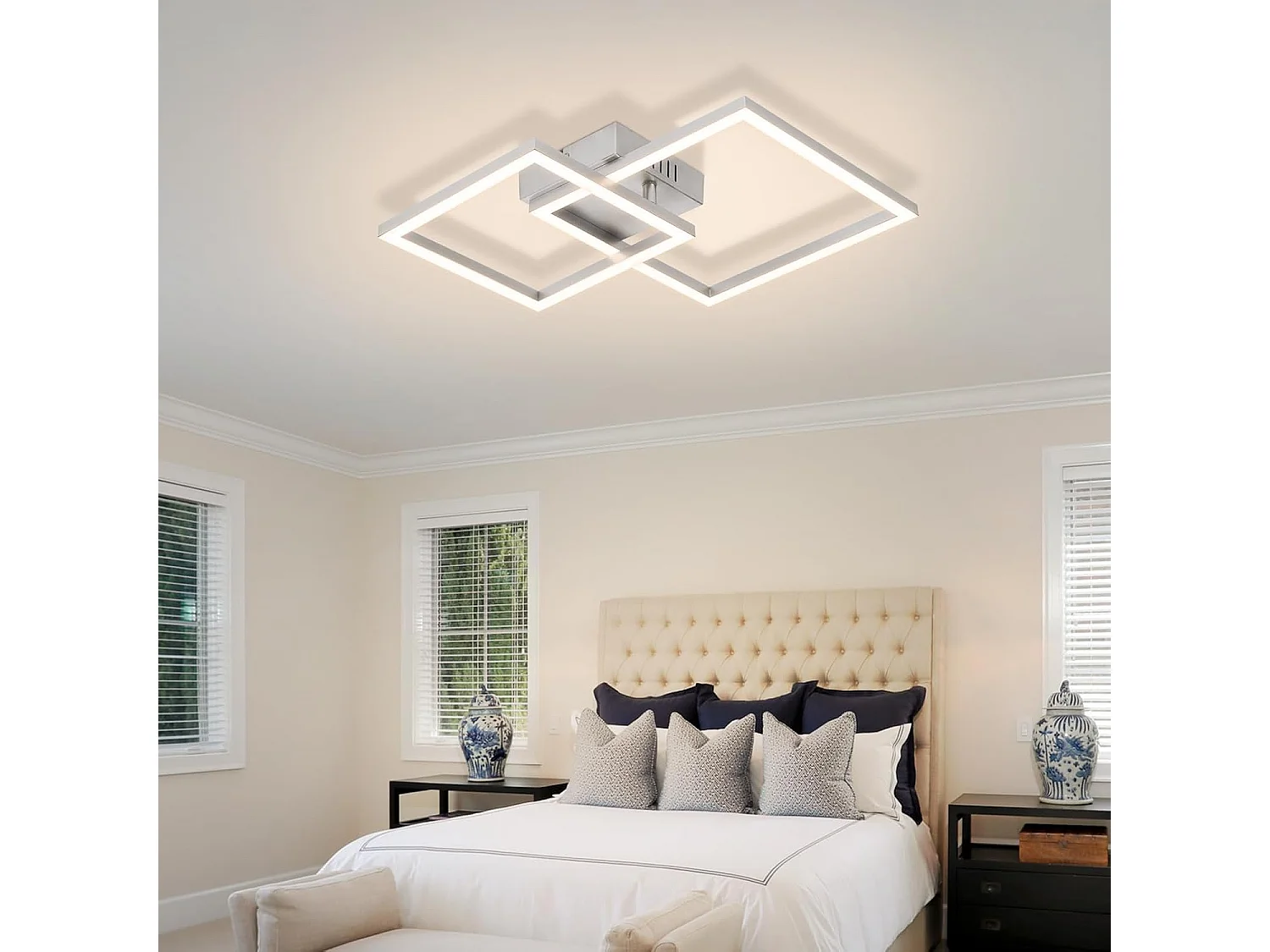 ZMH Plafonnier LED argenté 20W 4000K plafonnier salon carrée moderne lampe de chambre pour couloir bureau
