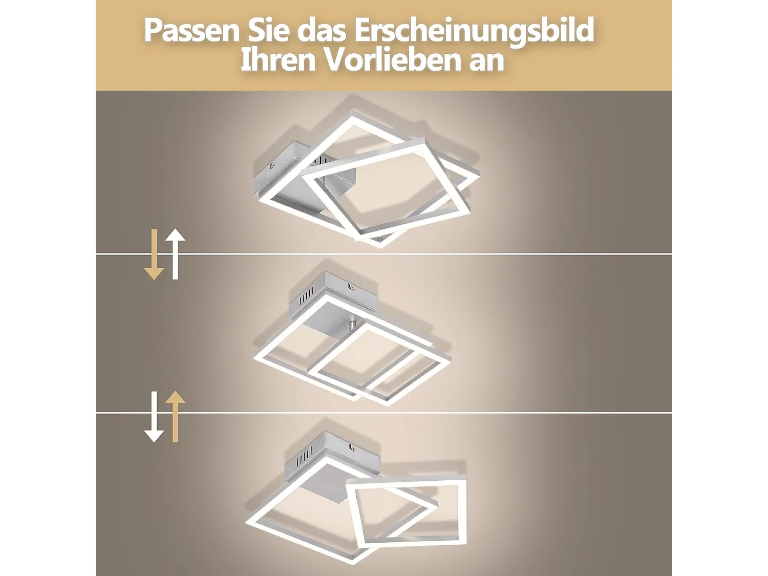 ZMH Plafonnier LED argenté 20W 4000K plafonnier salon carrée moderne lampe de chambre pour couloir bureau