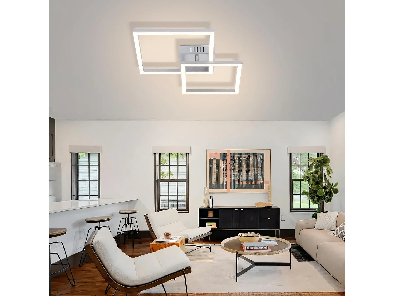 ZMH Plafonnier LED argenté 20W 4000K plafonnier salon carrée moderne lampe de chambre pour couloir bureau