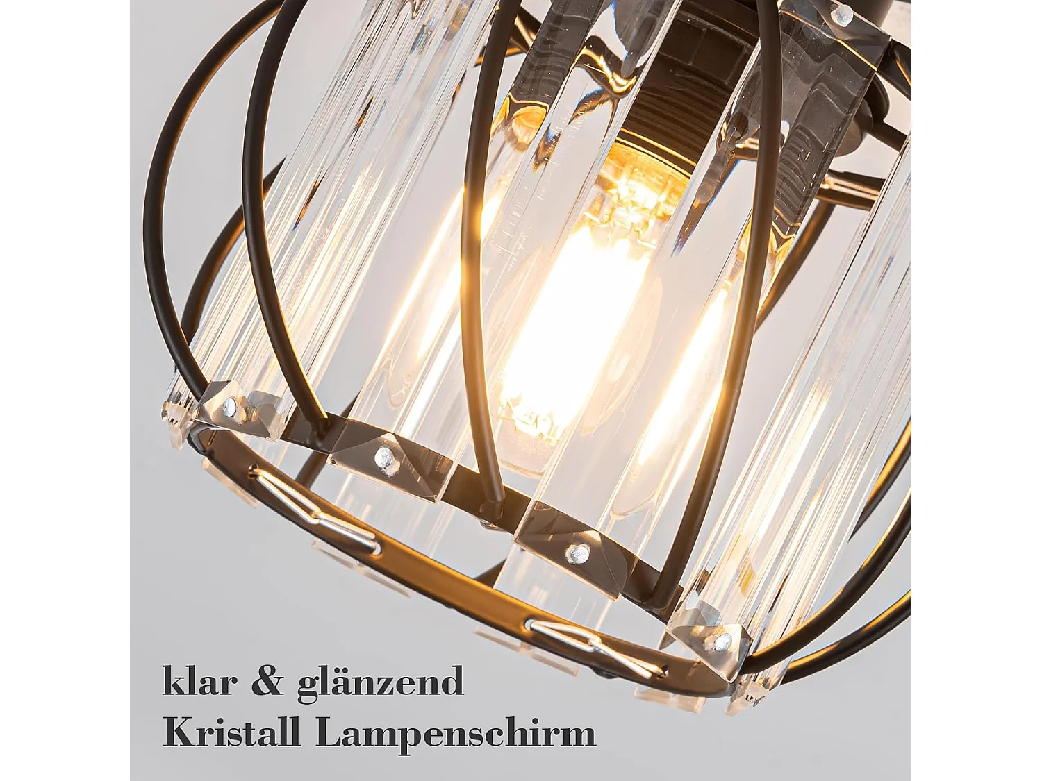 ZMH Plafonnier Moderne Noir en Cristal E27 pour Intérieur Éclairage Vintage