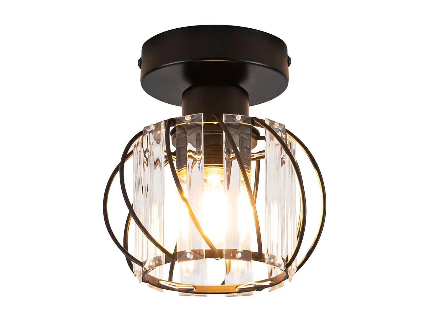 ZMH Plafonnier Moderne Noir en Cristal E27 pour Intérieur Éclairage Vintage