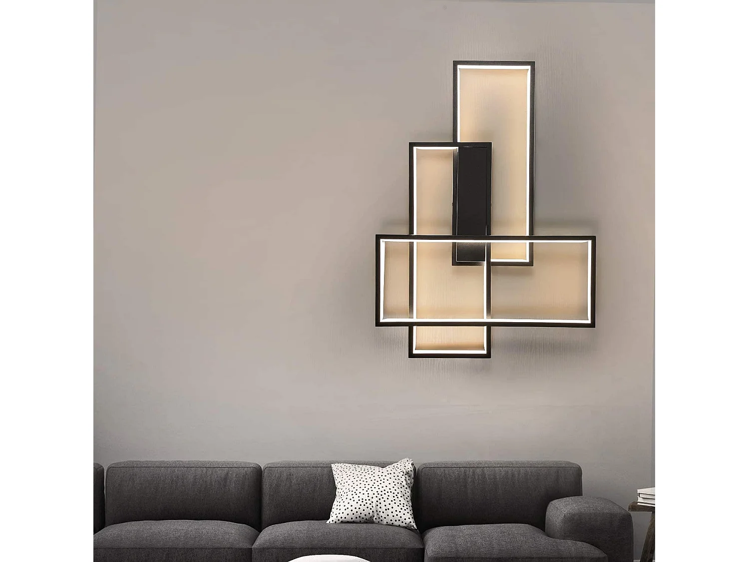 ZMH Plafonnier LED noir intensité variable avec télécommande 65W moderne multifonctionnelle