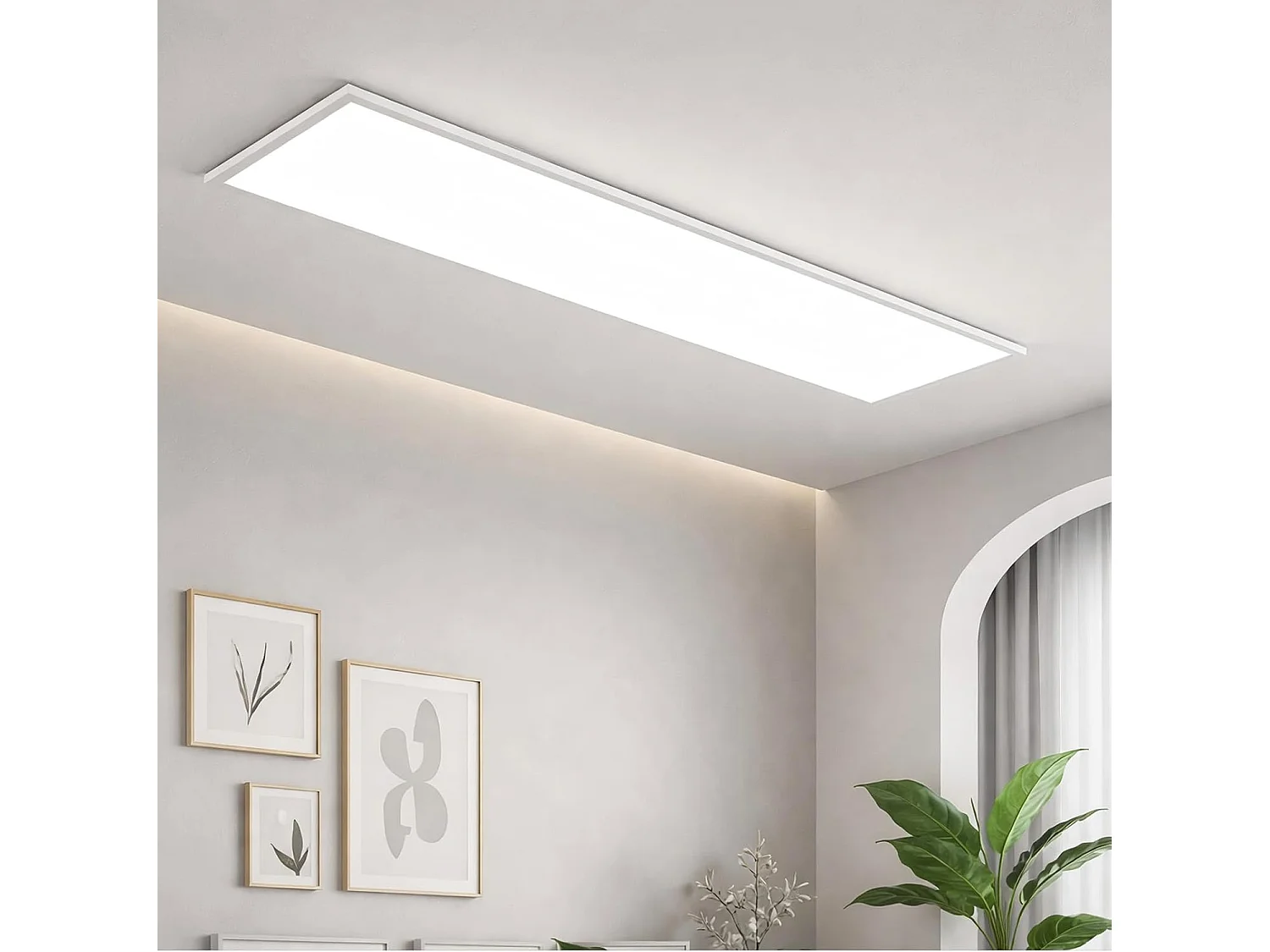 ZMH Panneau LED Plat Dimmable Blanc 24W avec Télécommande 100x25 cm Pour Bureau Atelier Cuisine Garage Couloir