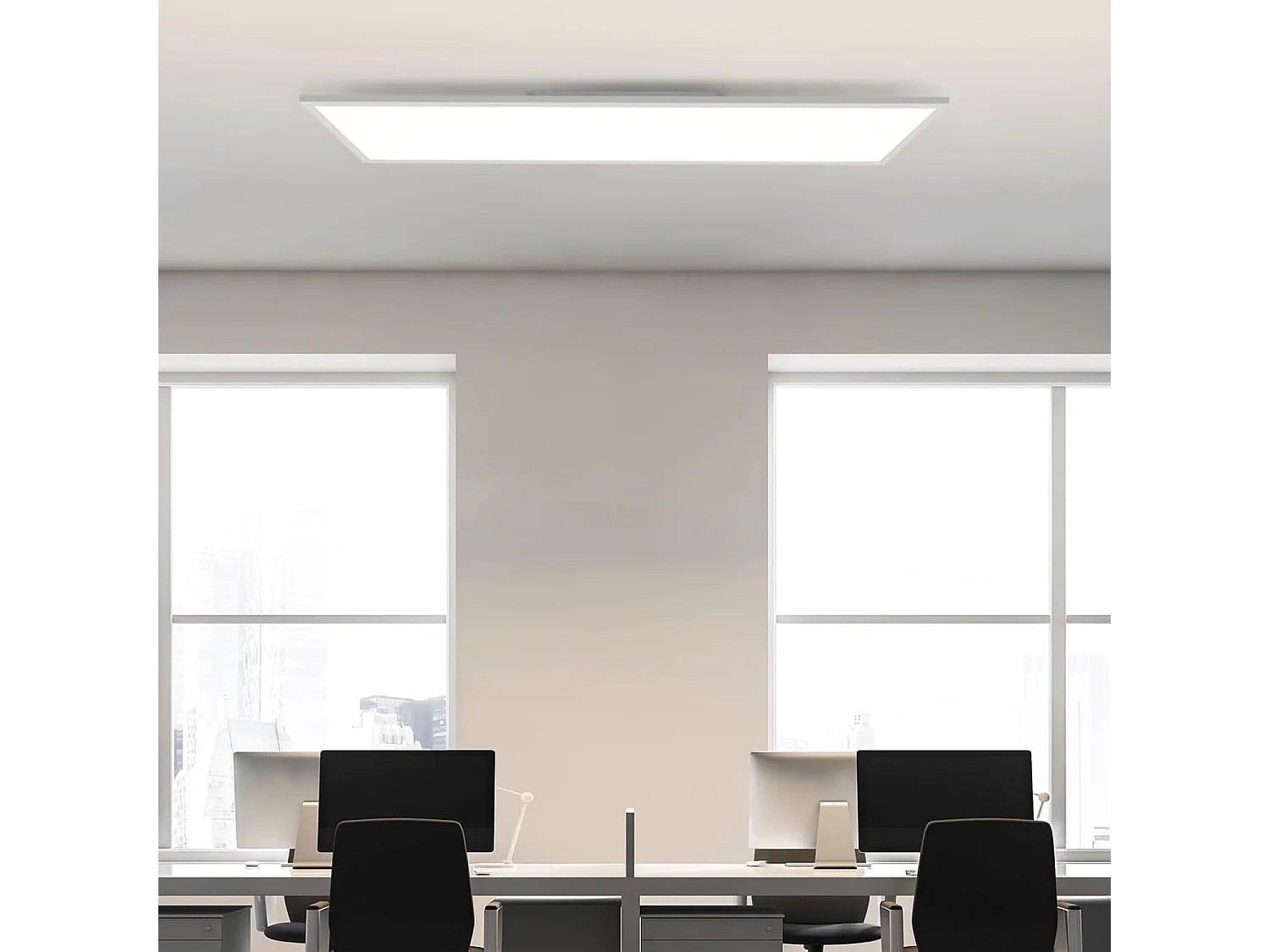 ZMH Panneau LED Plat Dimmable Blanc 24W avec Télécommande 100x25 cm Pour Bureau Atelier Cuisine Garage Couloir