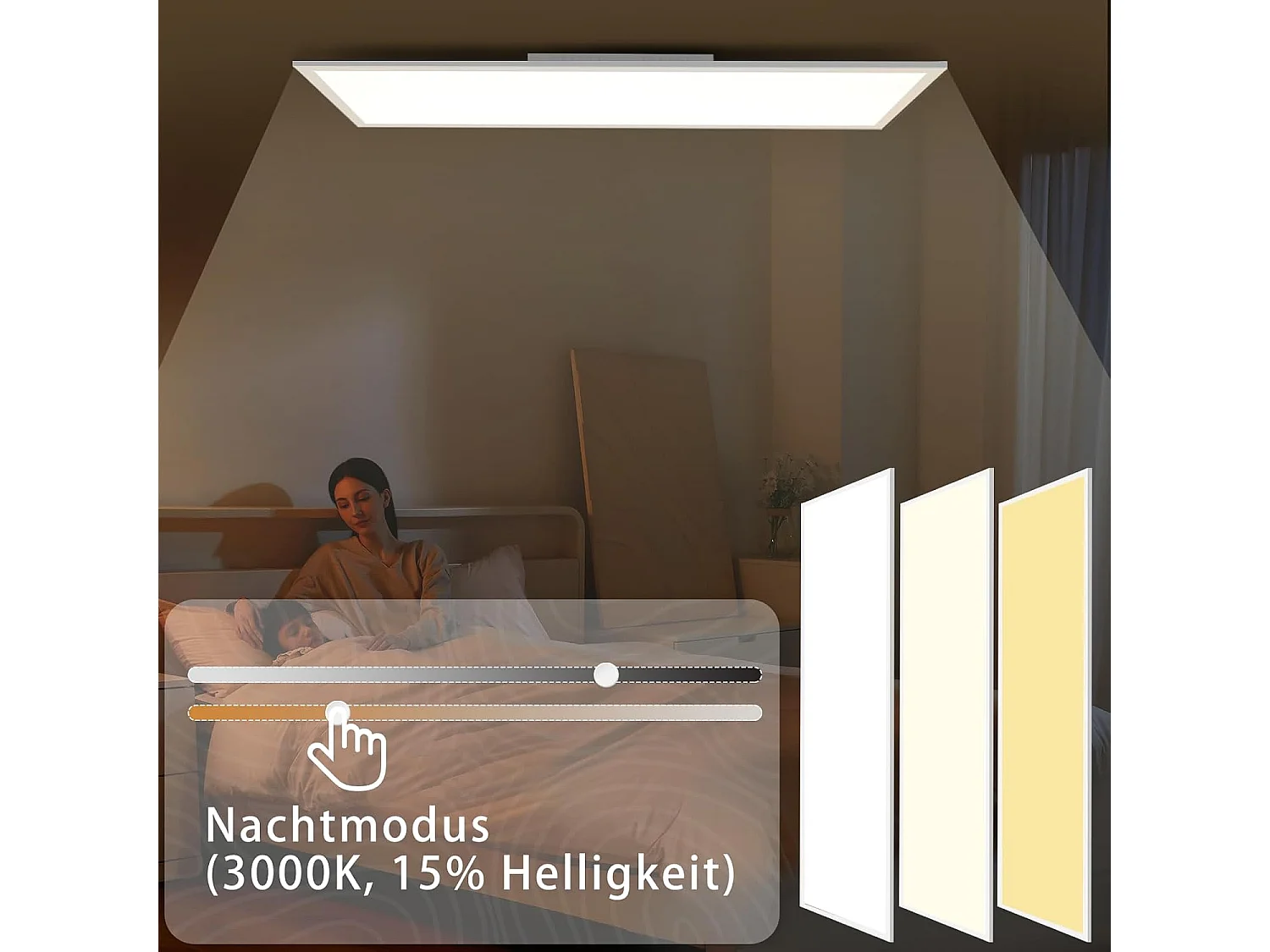 ZMH Panneau LED Plat Dimmable Blanc 24W avec Télécommande 100x25 cm Pour Bureau Atelier Cuisine Garage Couloir