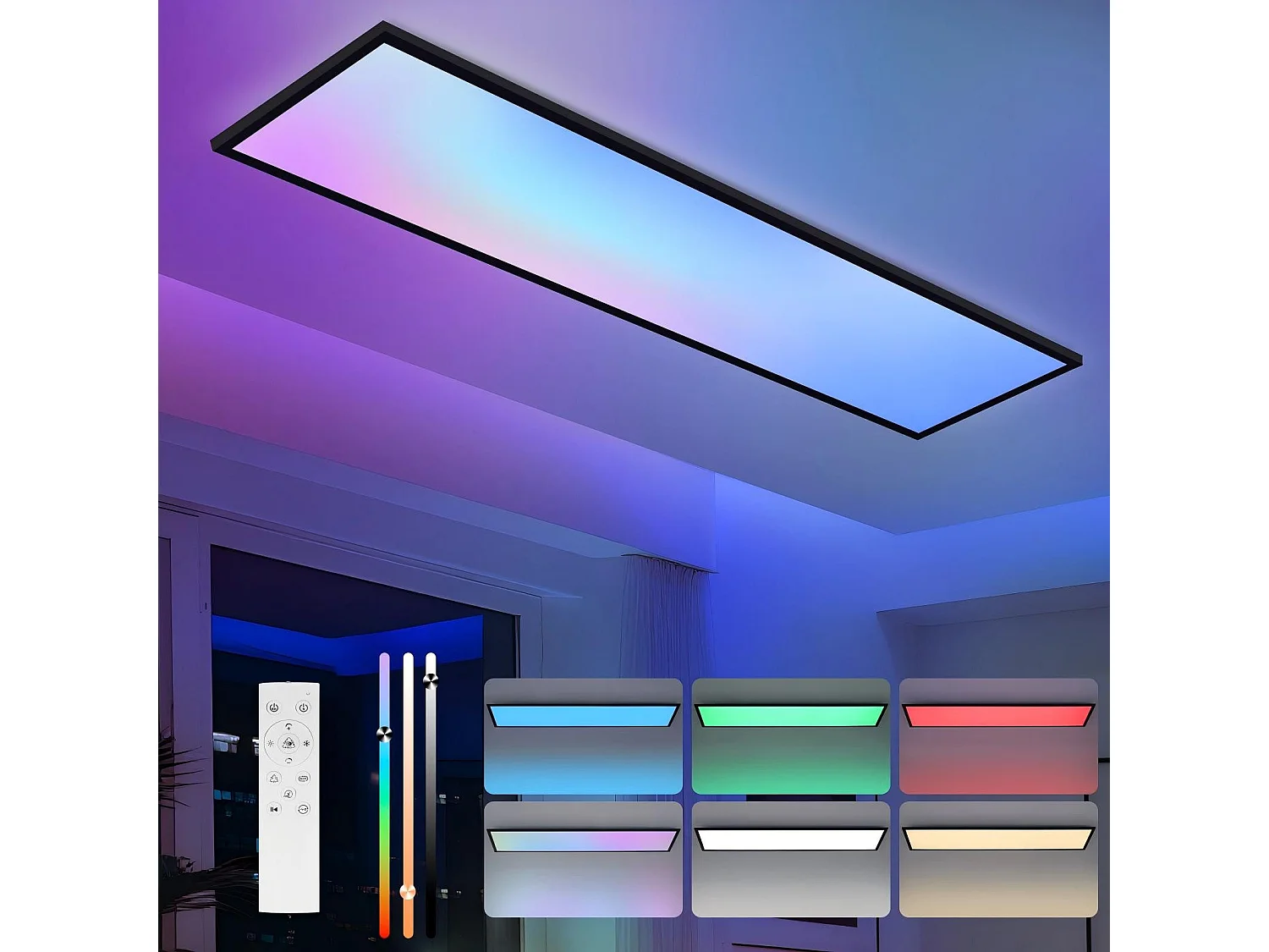 ZMH Plafonnier LED à Intensité Variable 24W Pour Salon Changement De Couleur Rgb Cuisine Fête
