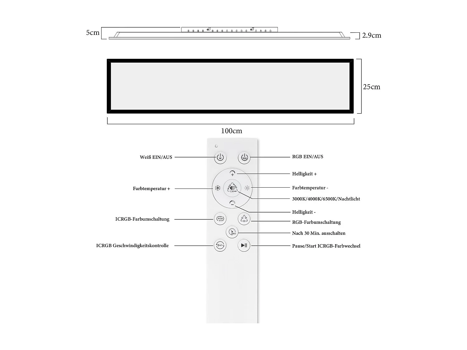 ZMH Plafonnier LED à Intensité Variable 24W Pour Salon Changement De Couleur Rgb Cuisine Fête