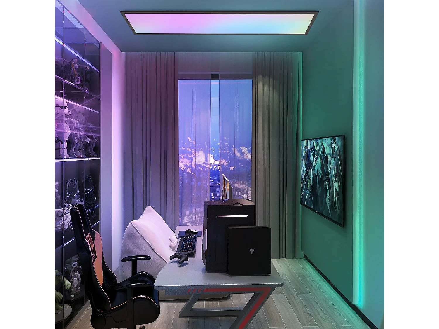 ZMH Plafonnier LED à Intensité Variable 24W Pour Salon Changement De Couleur Rgb Cuisine Fête