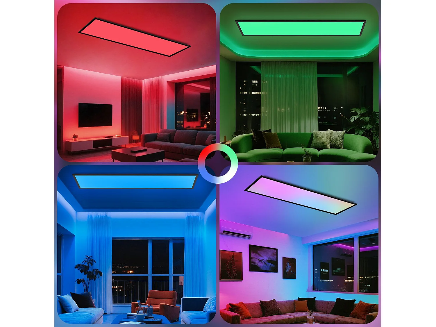 ZMH Plafonnier LED à Intensité Variable 24W Pour Salon Changement De Couleur Rgb Cuisine Fête