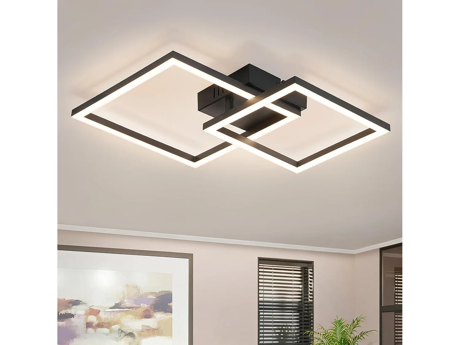 ZMH Plafonnier LED noir 20W 4000K plafonnier salon moderne lampe de chambre pour couloir bureau