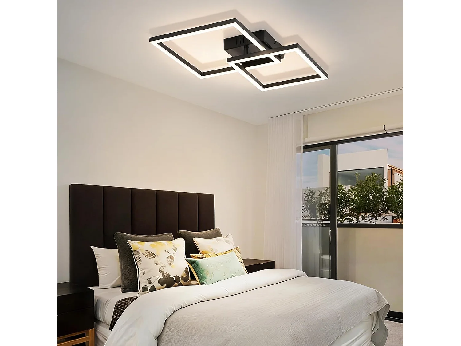 ZMH Plafonnier LED noir 20W 4000K plafonnier salon moderne lampe de chambre pour couloir bureau