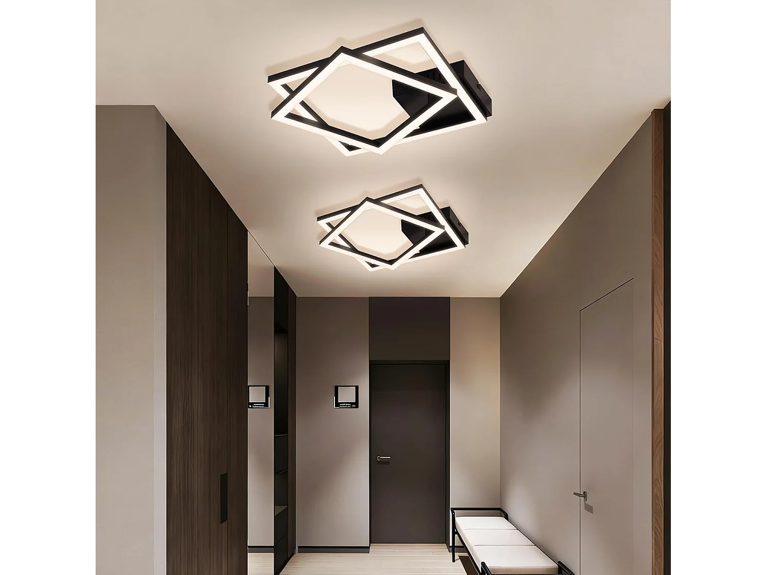 ZMH Plafonnier LED noir 20W 4000K plafonnier salon moderne lampe de chambre pour couloir bureau
